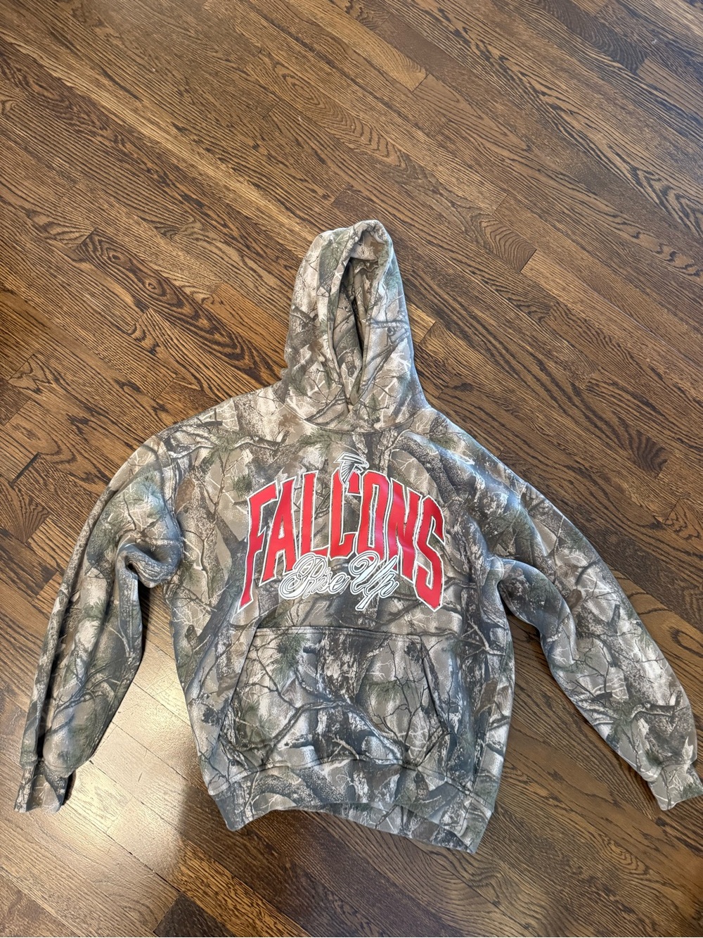 Abercrombie & Fitch Camo Hooded Sweatshirt with Red Script Logo